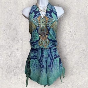 Camilla Silk Halter Playsuit Embellished Romper. Gently used.